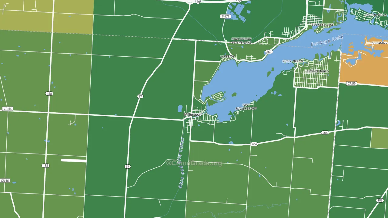 43046, OH Map of Vehicle Theft Rates