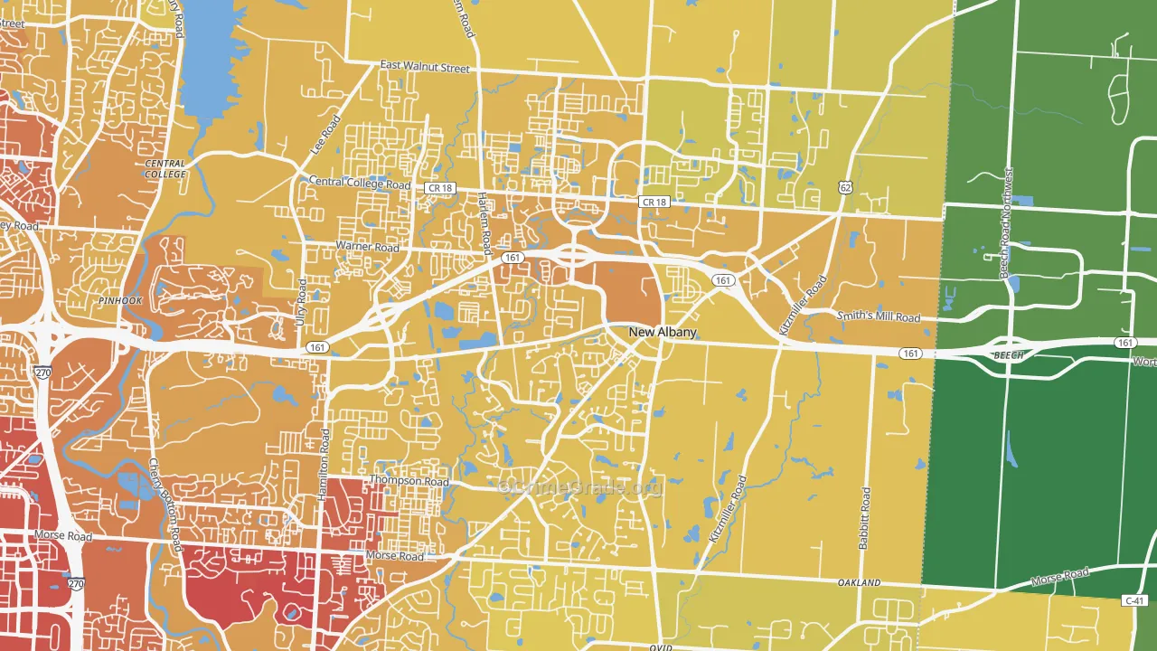 43054, OH Map of Vehicle Theft Rates