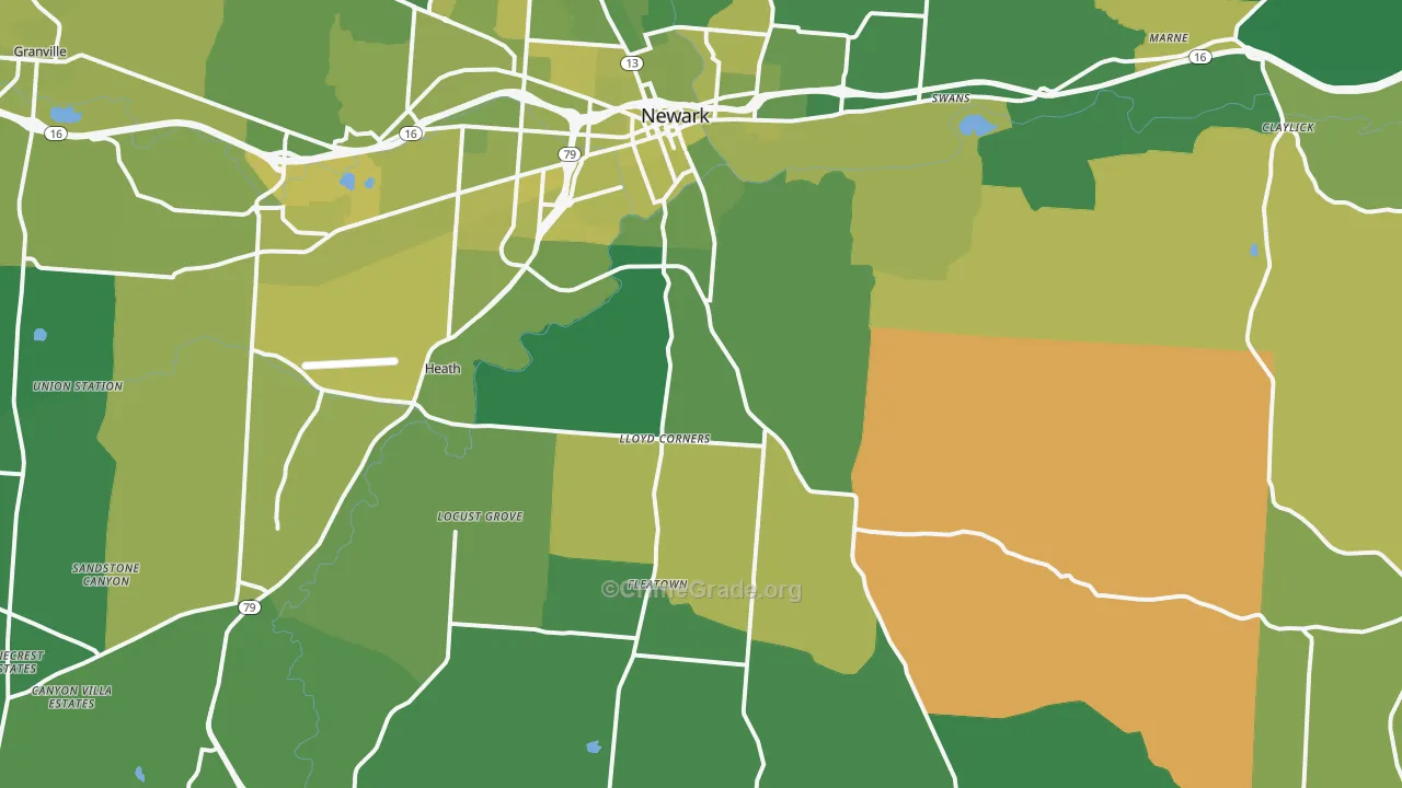43056, OH Map of Vehicle Theft Rates