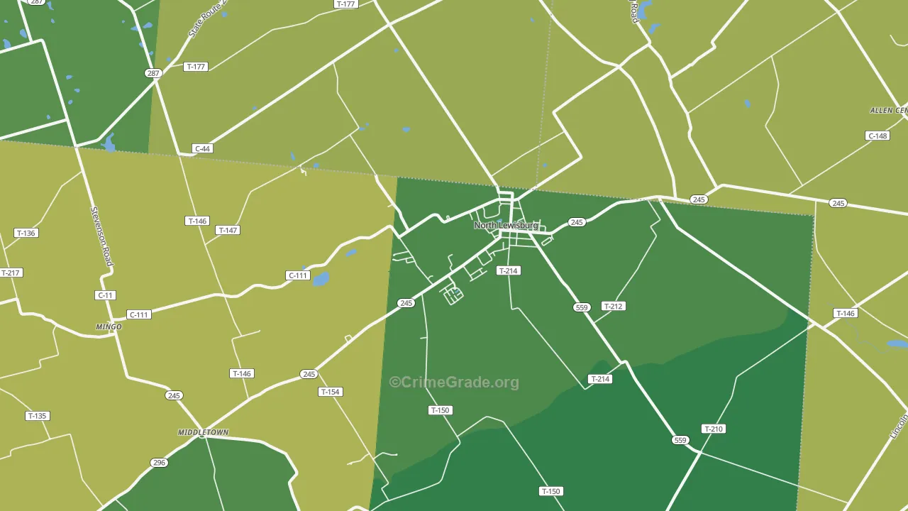 43060, OH Map of Vehicle Theft Rates