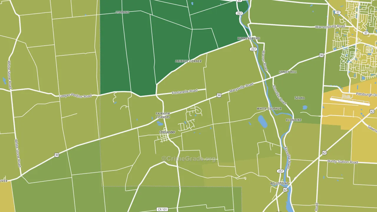 43061, OH Map of Vehicle Theft Rates