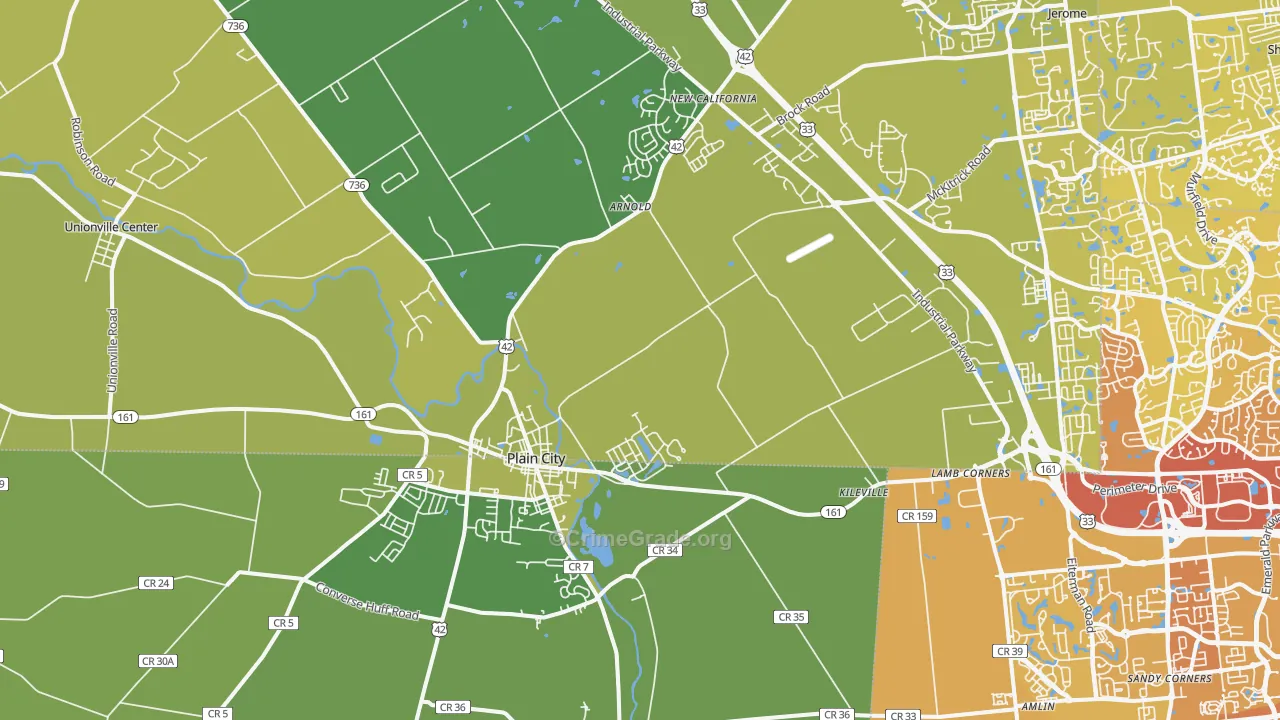 43064, OH Map of Vehicle Theft Rates