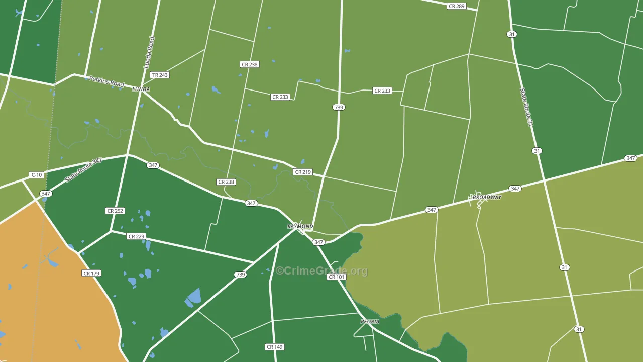 43067, OH Map of Vehicle Theft Rates
