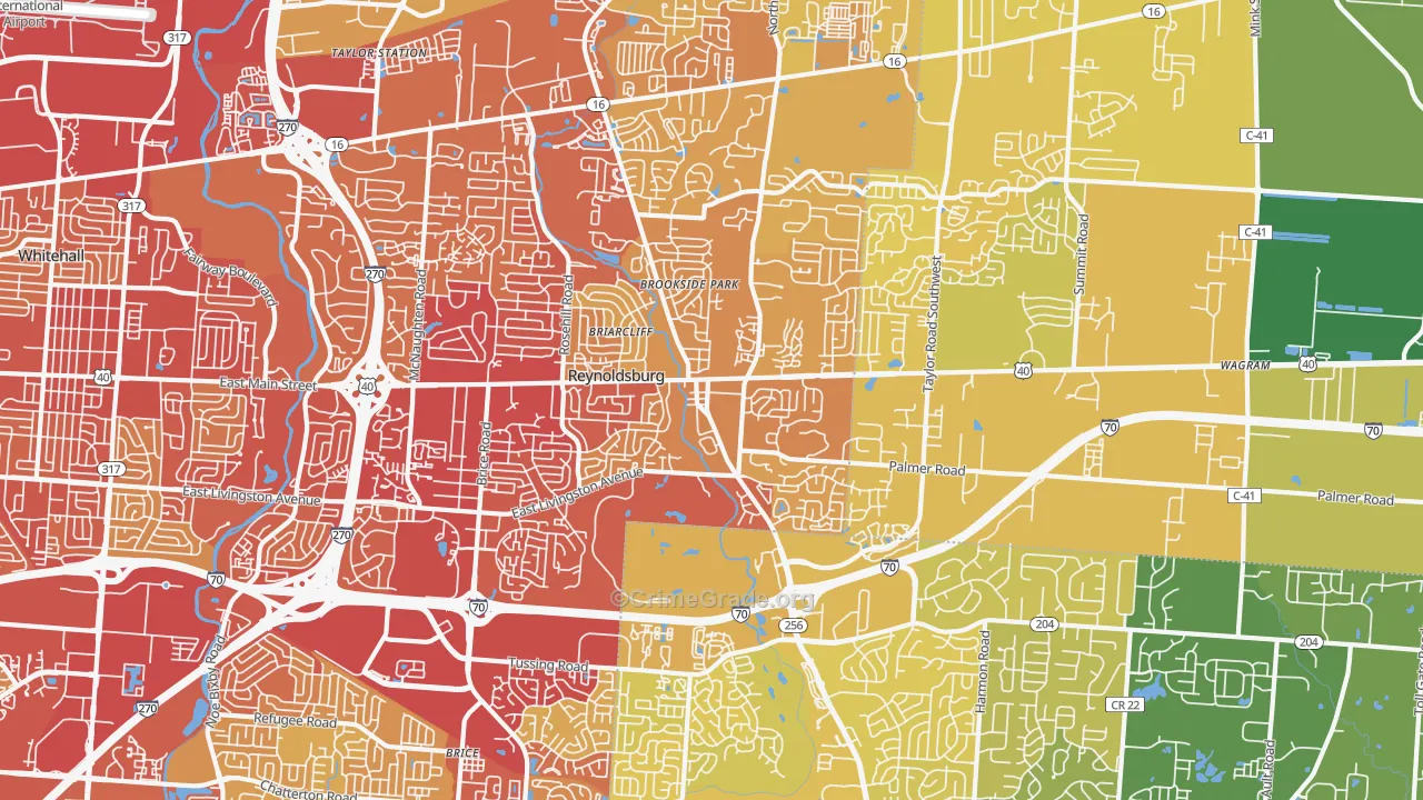 43068, OH Map of Vehicle Theft Rates