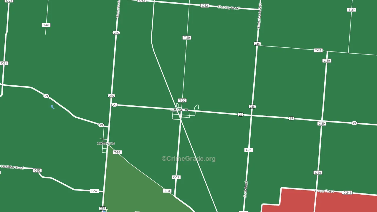 43070, OH Map of Vehicle Theft Rates