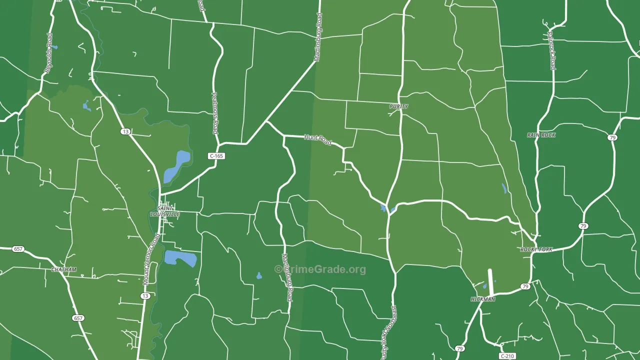 43071, OH Map of Vehicle Theft Rates