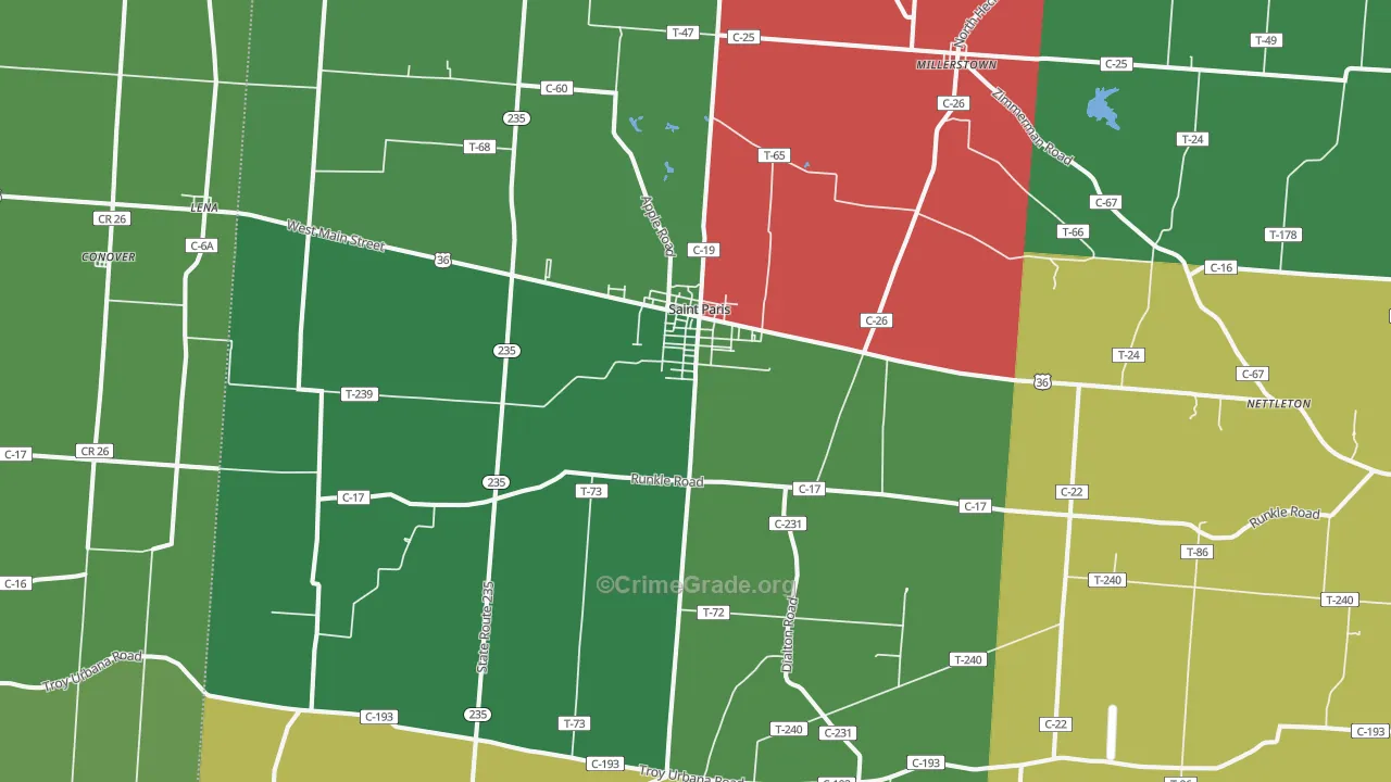 43072, OH Map of Vehicle Theft Rates