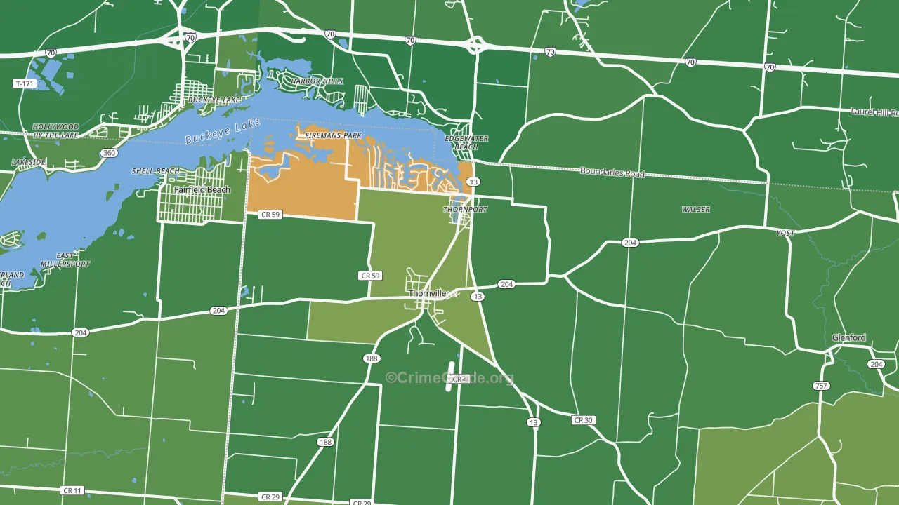 43076, OH Map of Vehicle Theft Rates