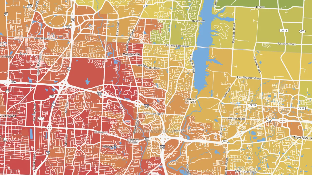 43081, OH Map of Vehicle Theft Rates
