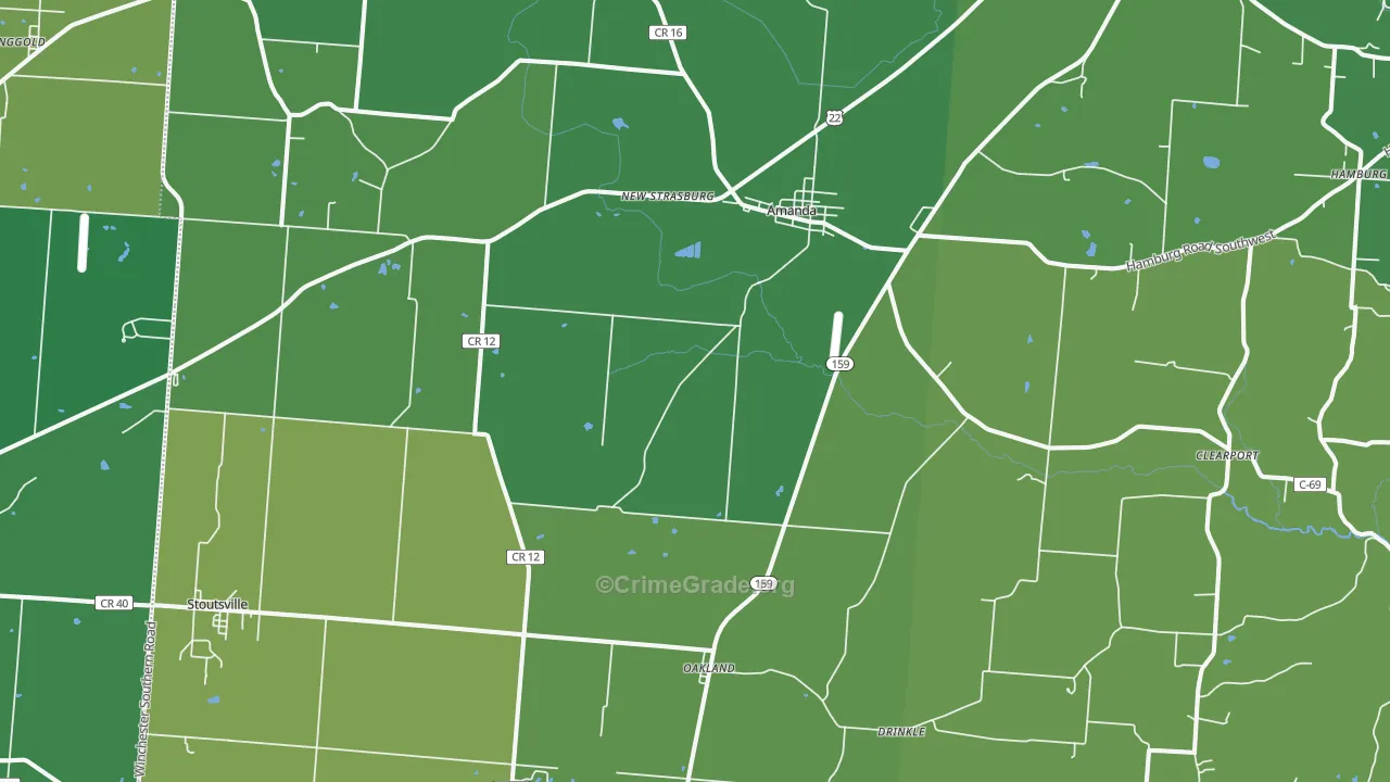 43102, OH Map of Vehicle Theft Rates