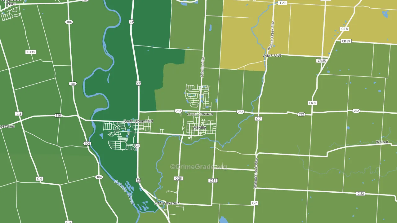 43103, OH Map of Vehicle Theft Rates