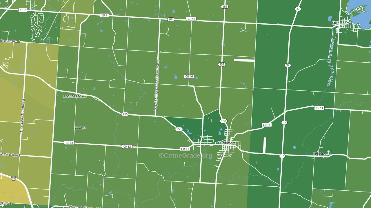 43105, OH Map of Vehicle Theft Rates