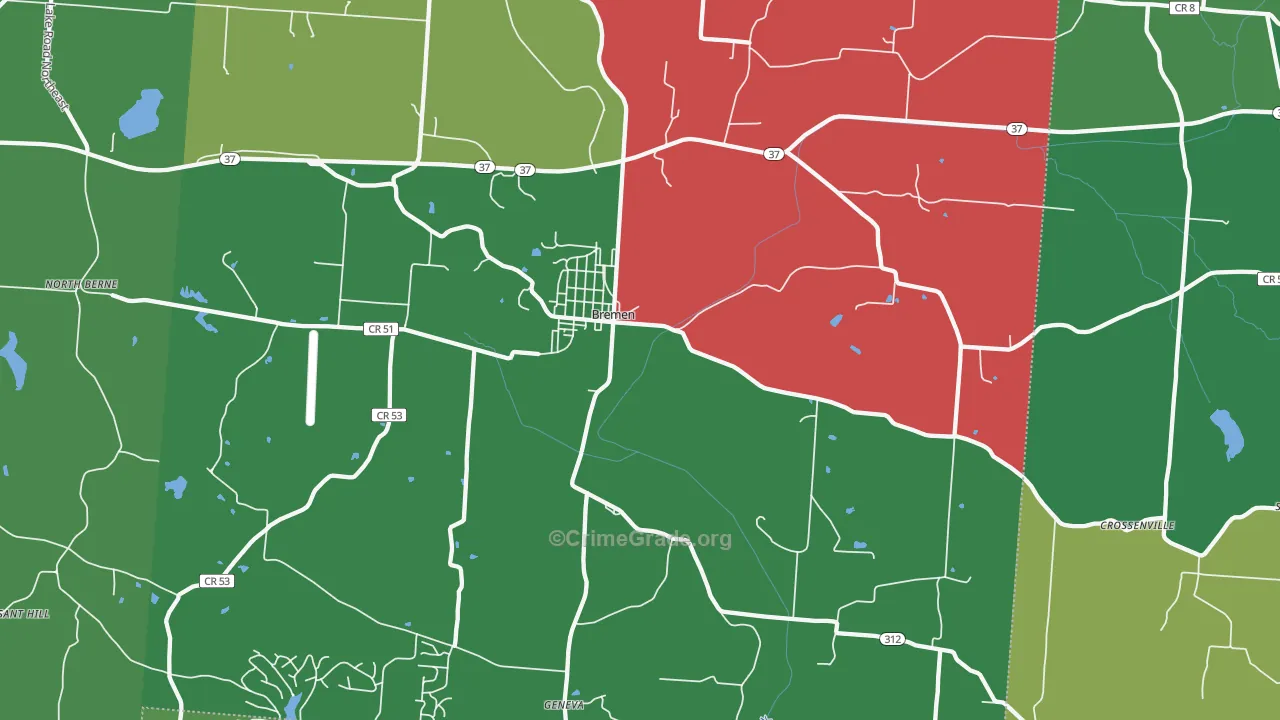 43107, OH Map of Vehicle Theft Rates