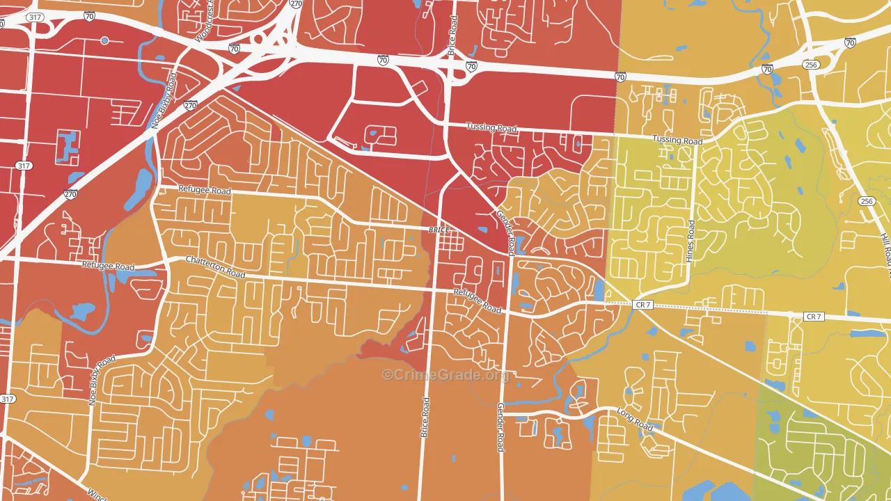 43109, OH Map of Vehicle Theft Rates