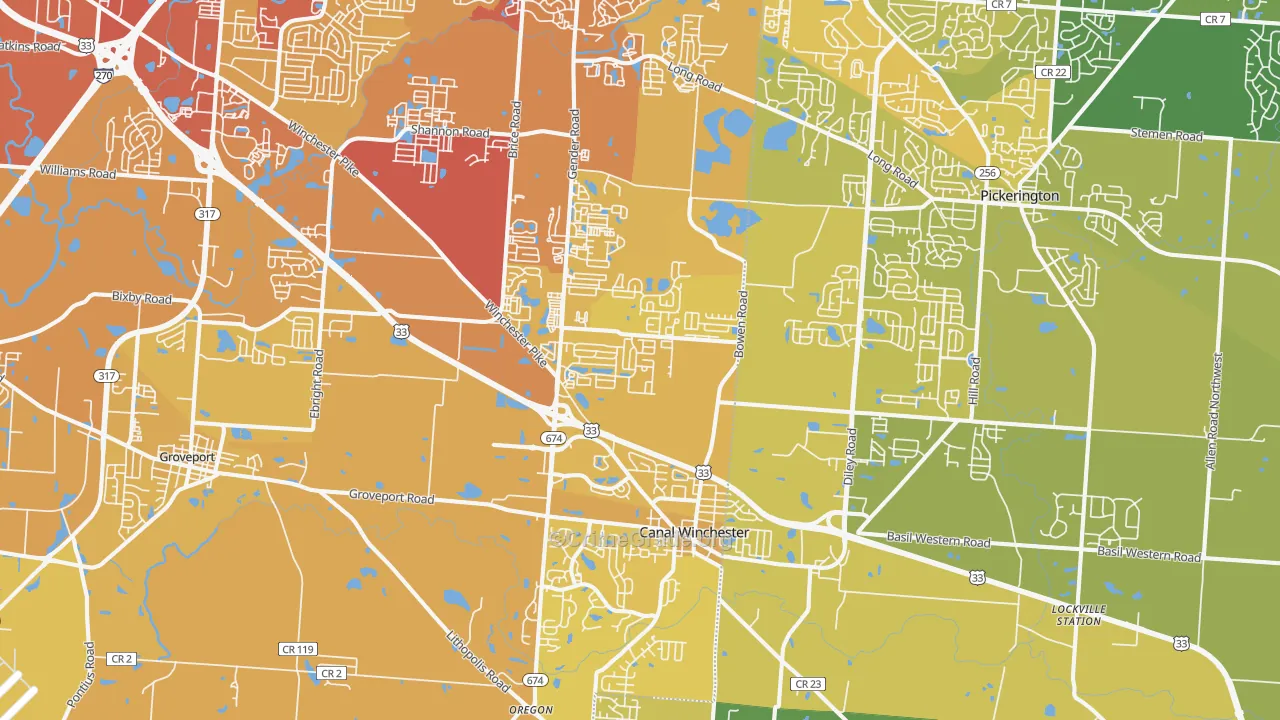 43110, OH Map of Vehicle Theft Rates