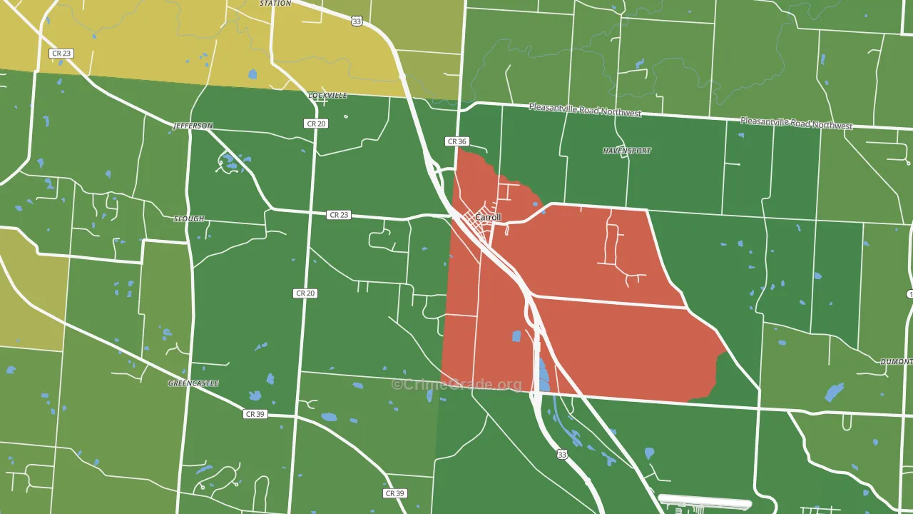 43112, OH Map of Vehicle Theft Rates