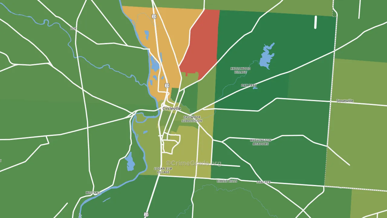 43113, OH Map of Vehicle Theft Rates