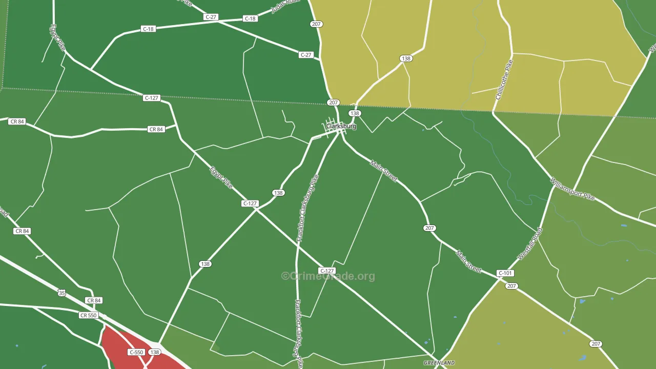 43115, OH Map of Vehicle Theft Rates