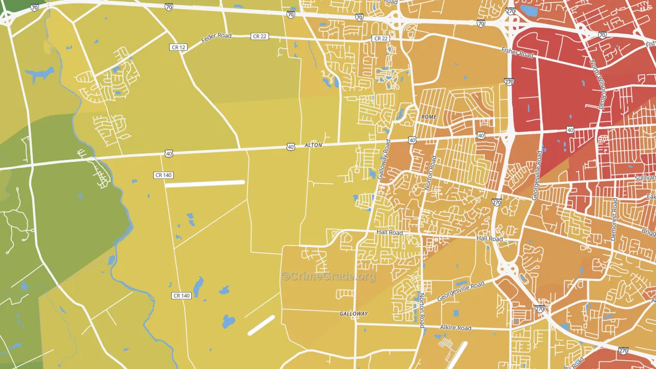 43119, OH Map of Vehicle Theft Rates
