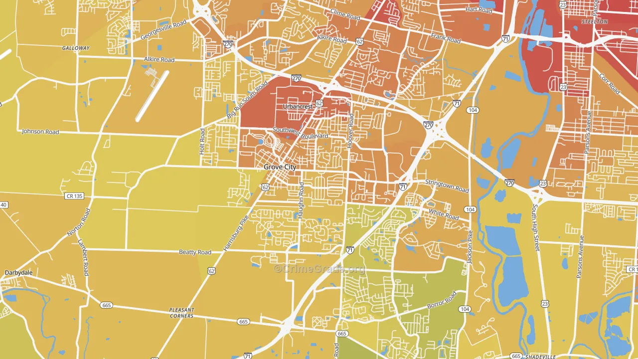 43123, OH Map of Vehicle Theft Rates