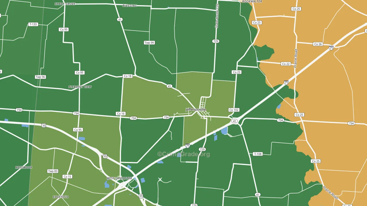 43128, OH Map of Vehicle Theft Rates