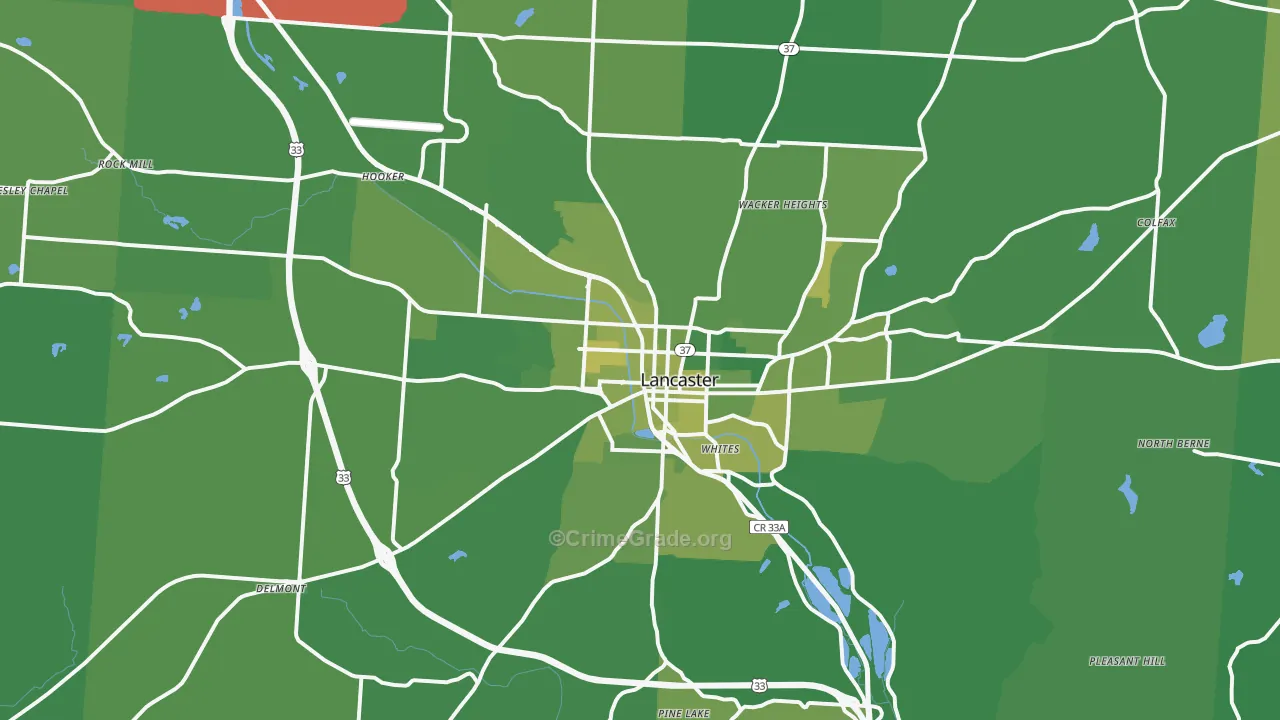 43130, OH Map of Vehicle Theft Rates