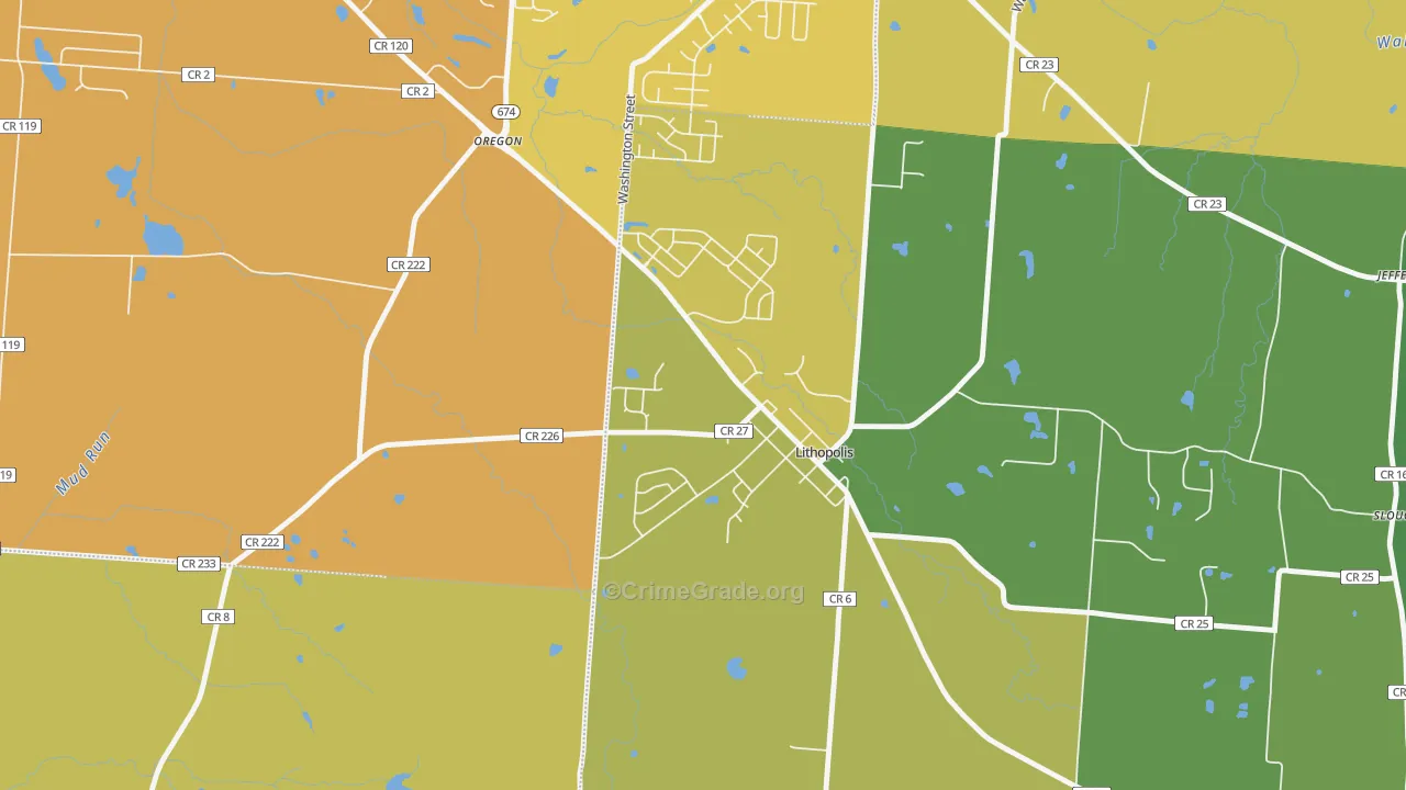 43136, OH Map of Vehicle Theft Rates