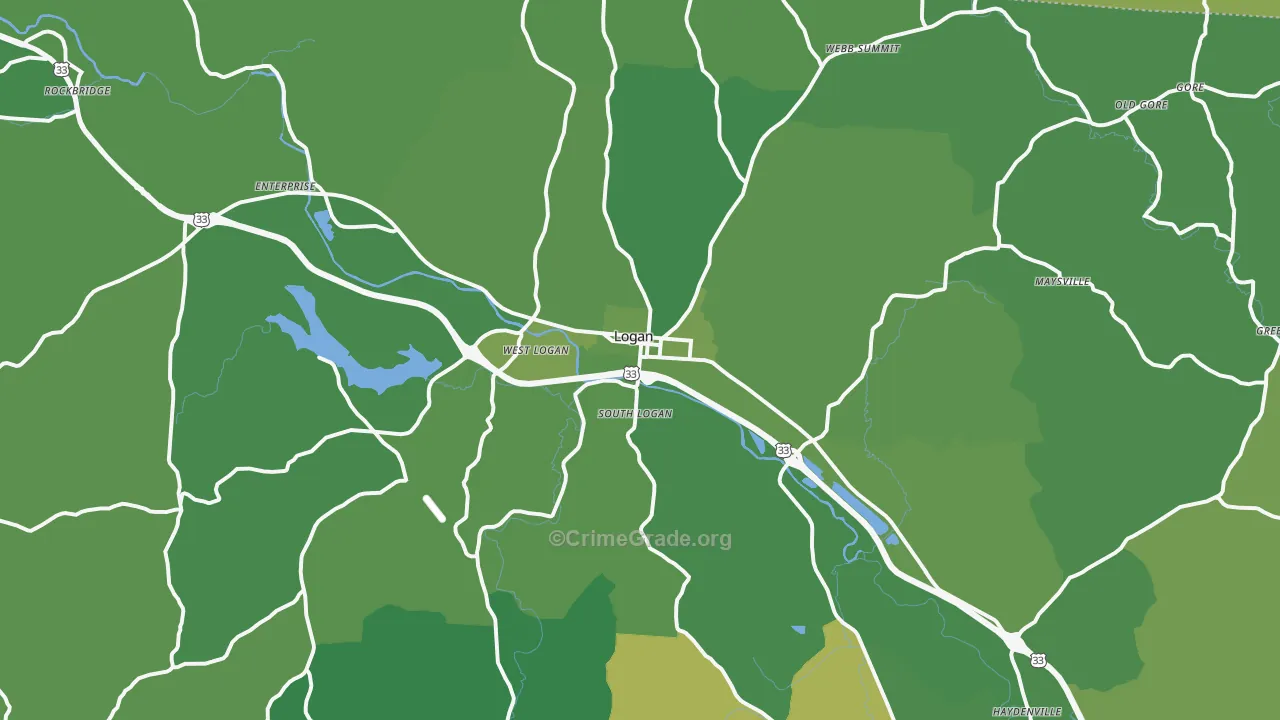 43138, OH Map of Vehicle Theft Rates