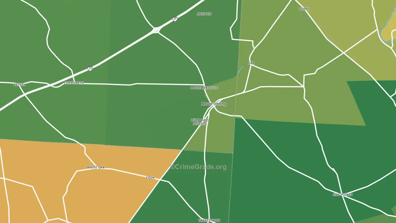 43143, OH Map of Vehicle Theft Rates