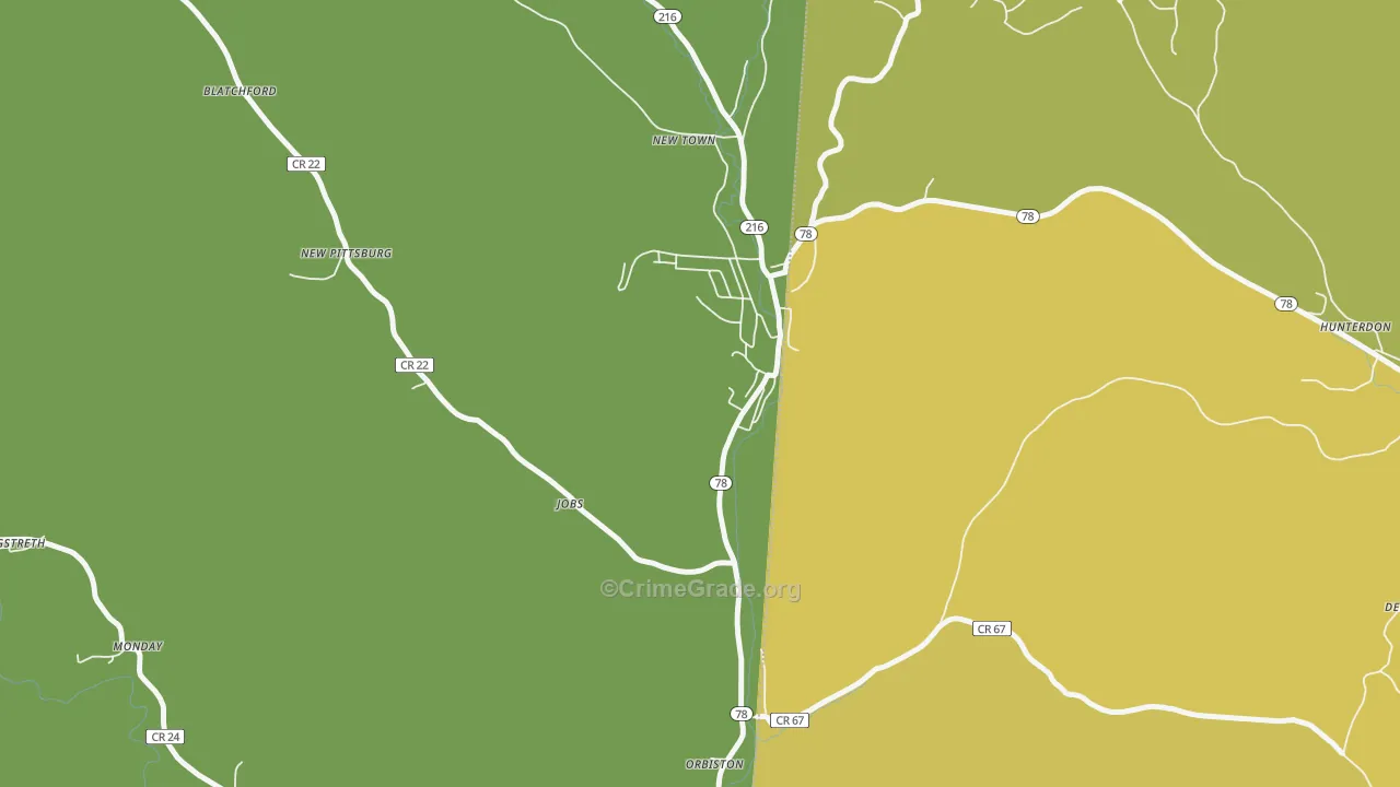 43144, OH Map of Vehicle Theft Rates