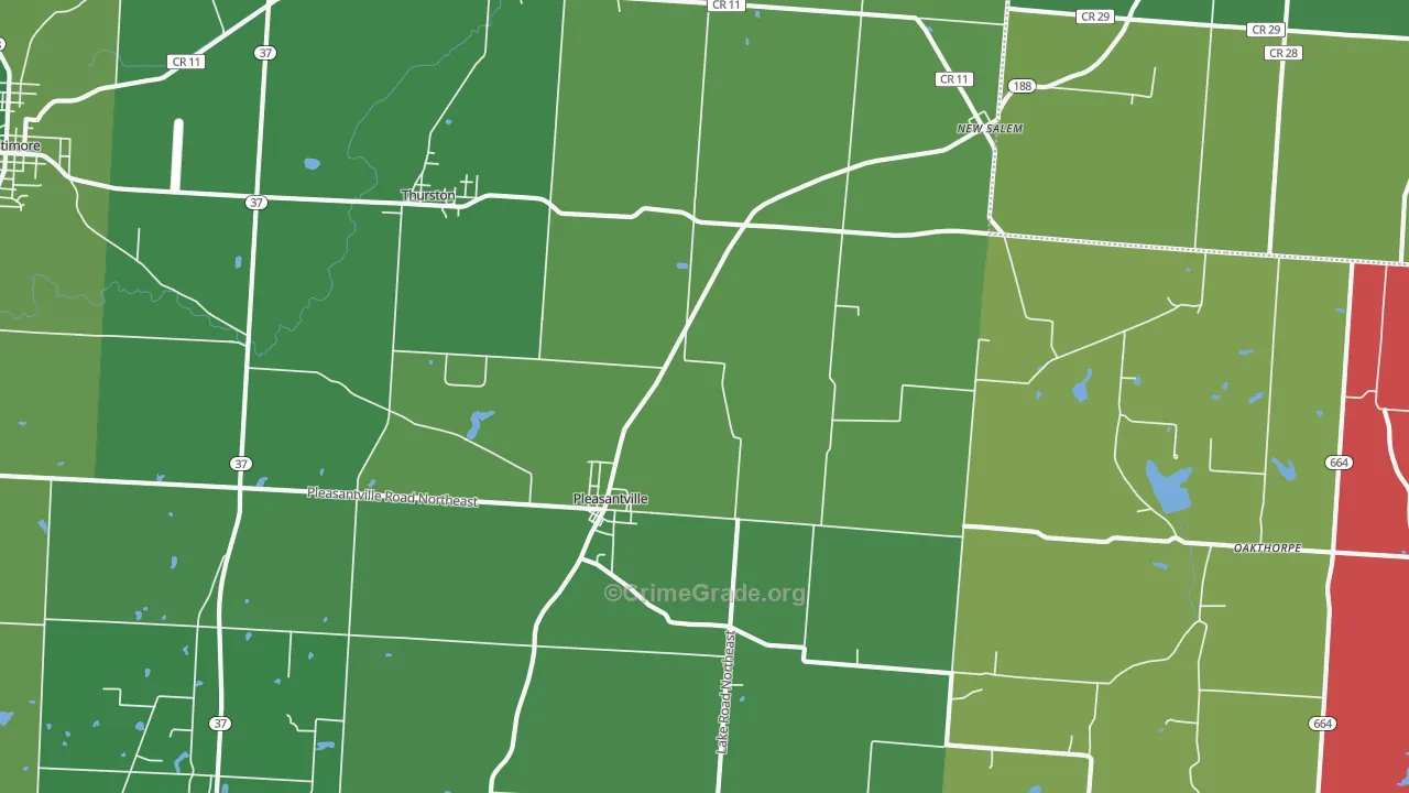 43148, OH Map of Vehicle Theft Rates