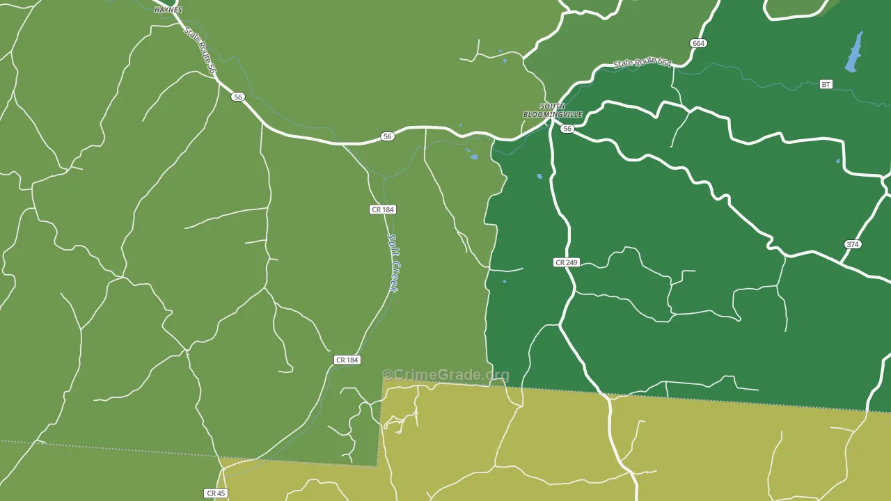 43152, OH Map of Vehicle Theft Rates