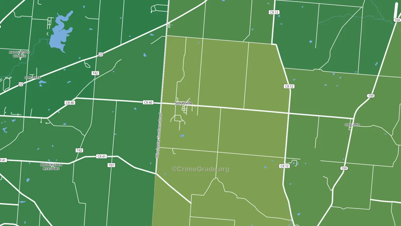 43154, OH Map of Vehicle Theft Rates