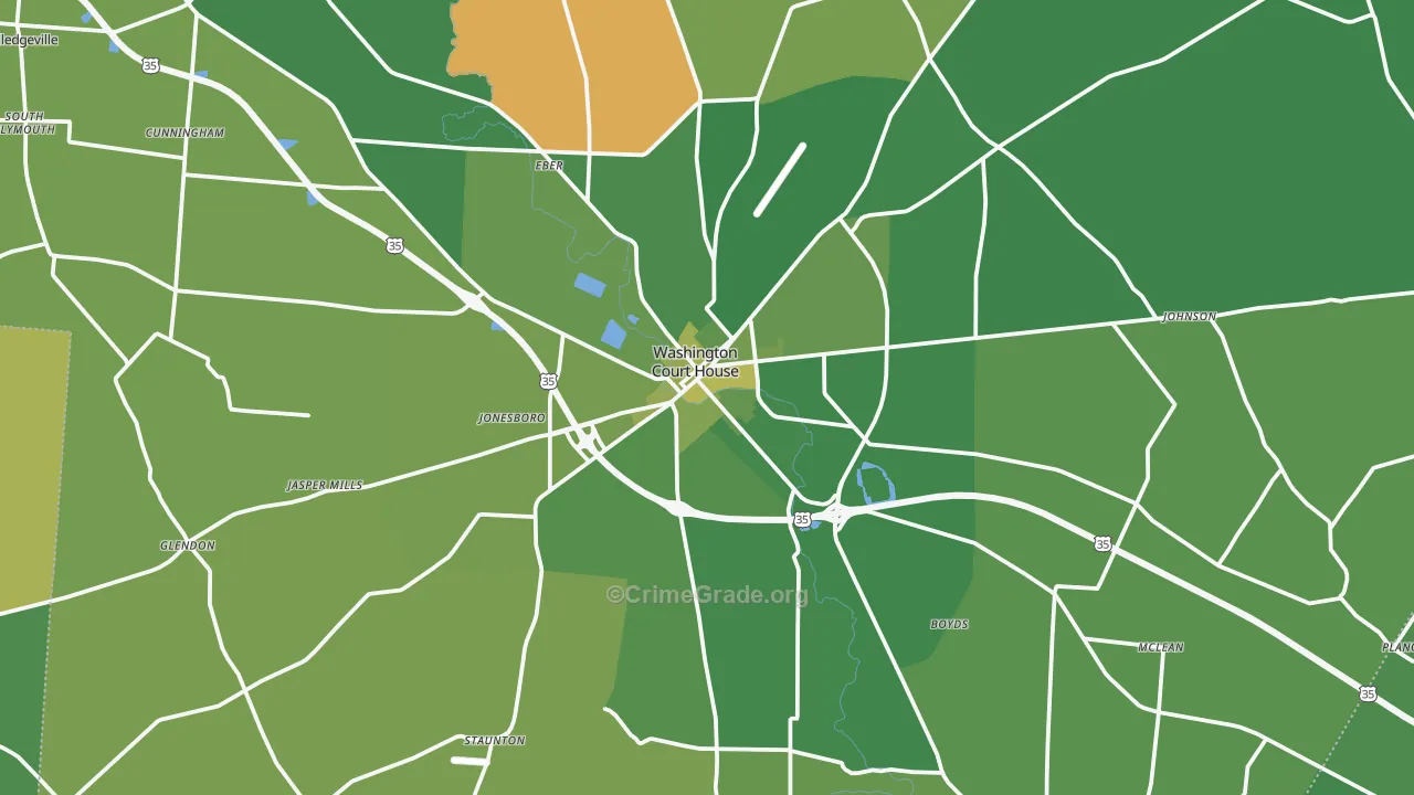 43160, OH Map of Vehicle Theft Rates