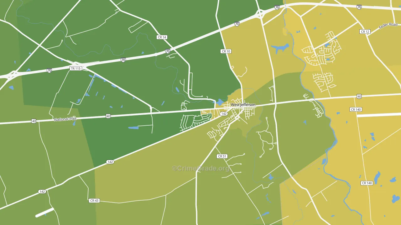 43162, OH Map of Vehicle Theft Rates