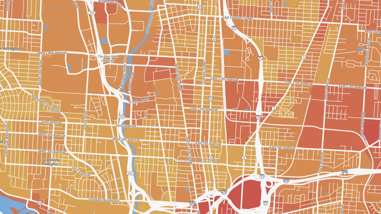43201, OH Map of Vehicle Theft Rates