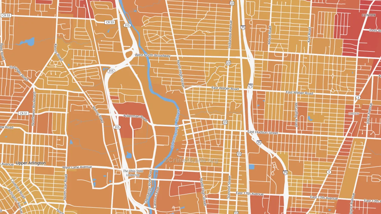 43202, OH Map of Vehicle Theft Rates