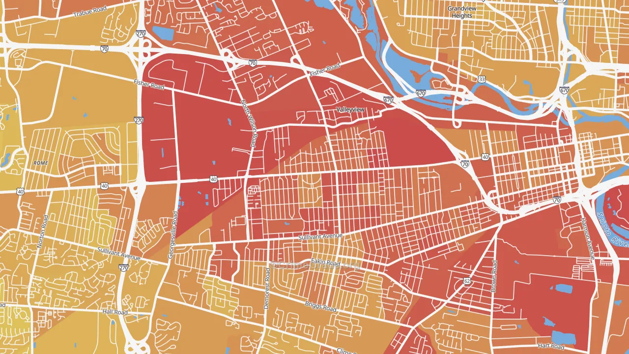 43204, OH Map of Vehicle Theft Rates