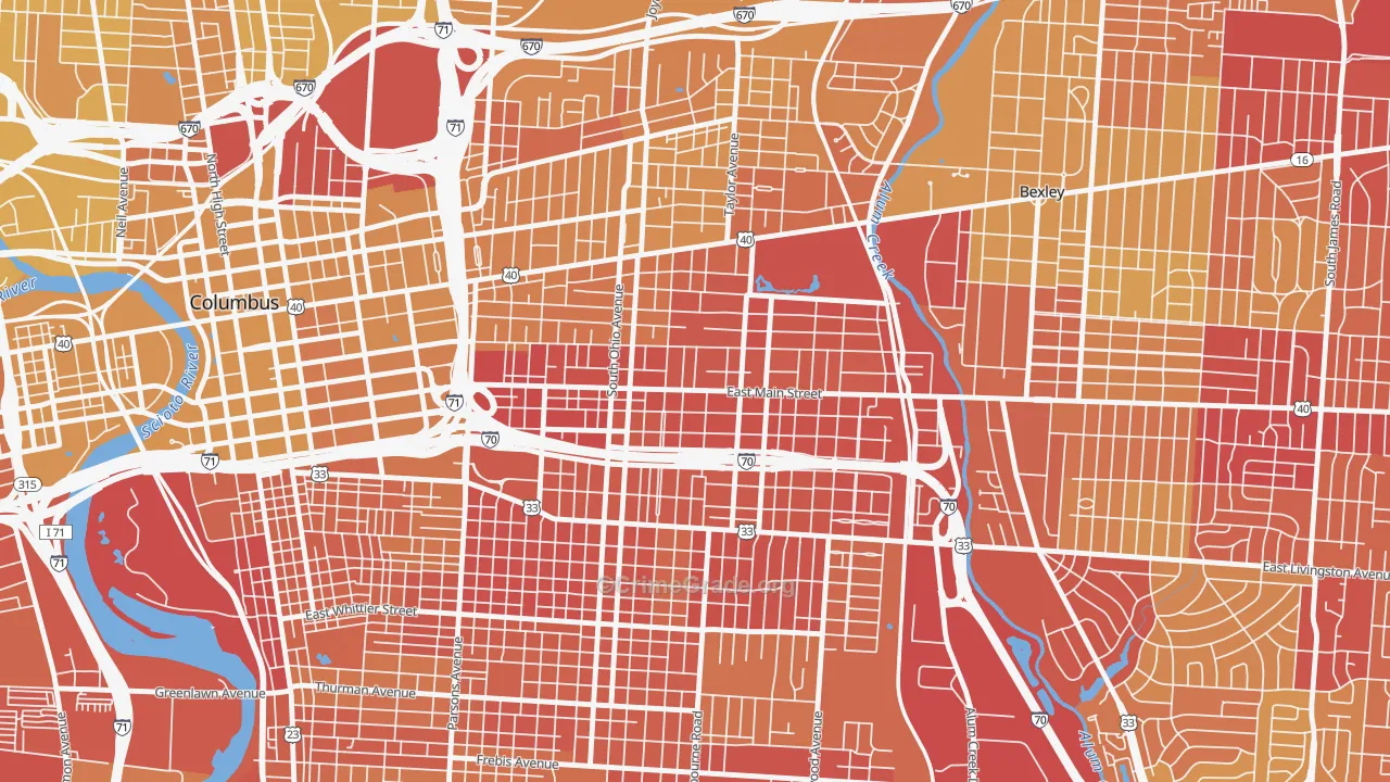 43205, OH Map of Vehicle Theft Rates