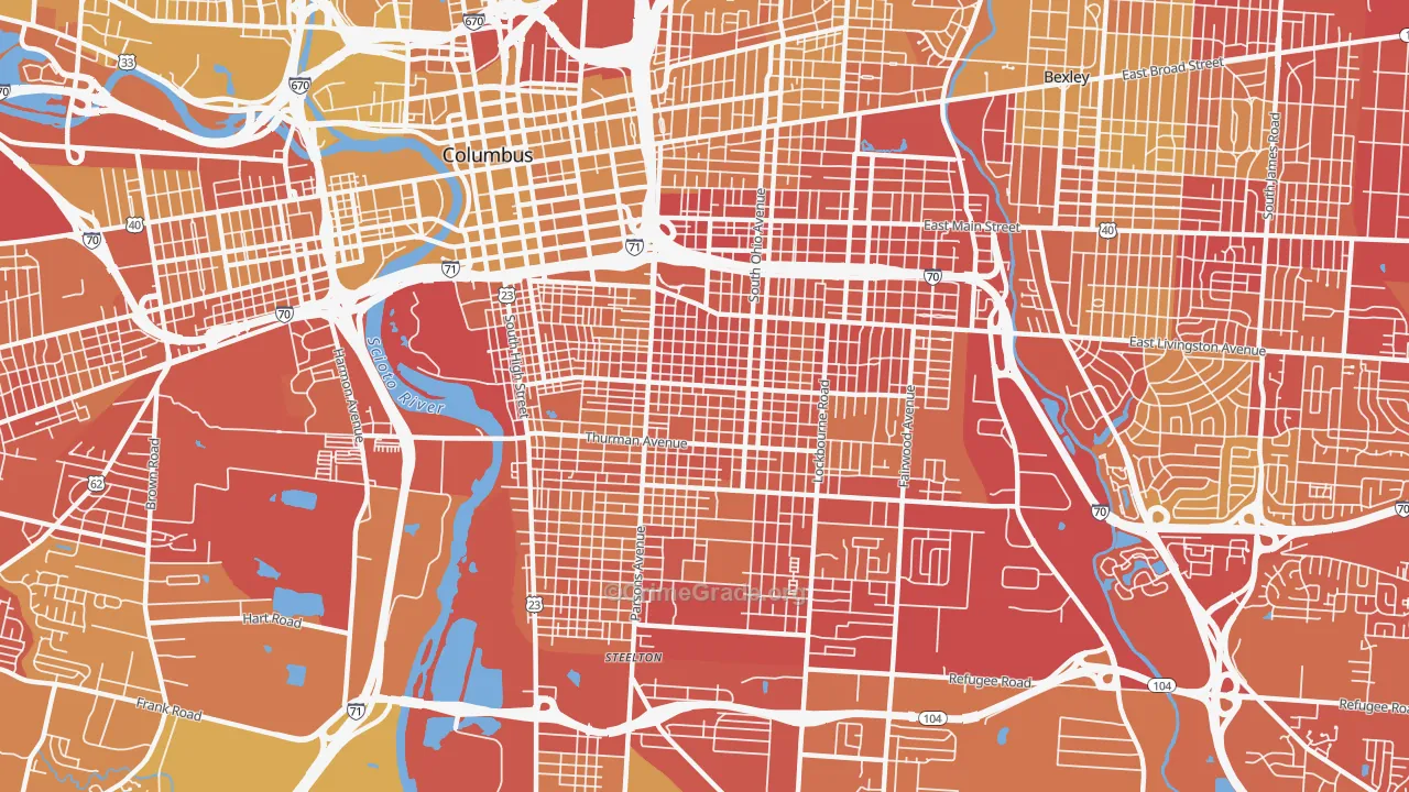 43206, OH Map of Vehicle Theft Rates