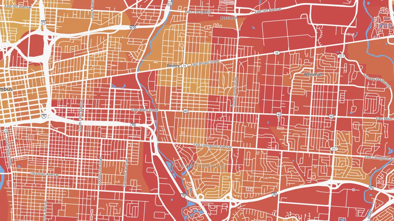 43209, OH Map of Vehicle Theft Rates