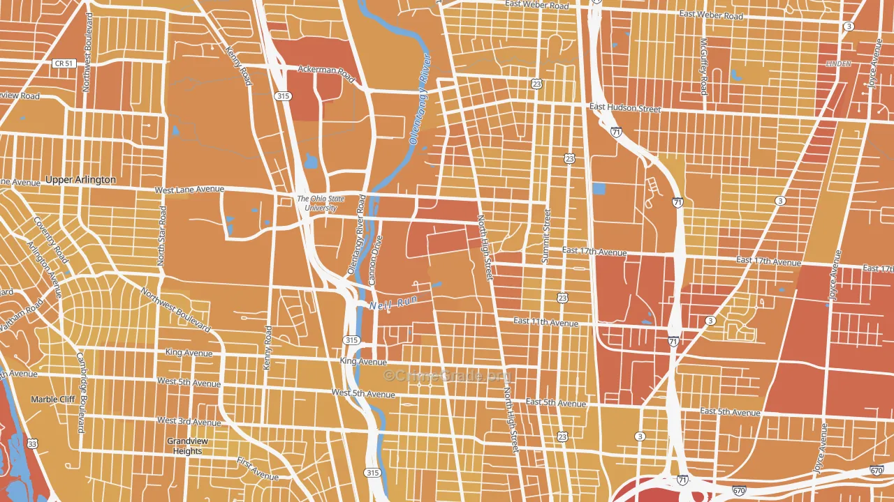 43210, OH Map of Vehicle Theft Rates
