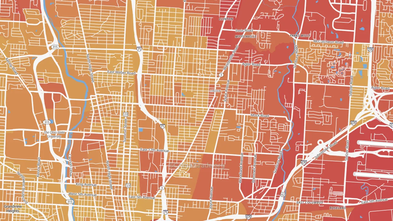 43211, OH Map of Vehicle Theft Rates