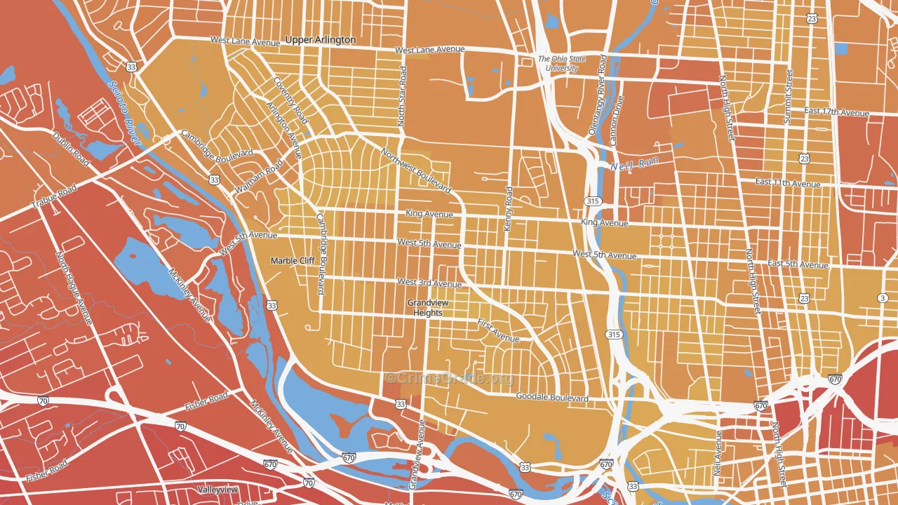 43212, OH Map of Vehicle Theft Rates