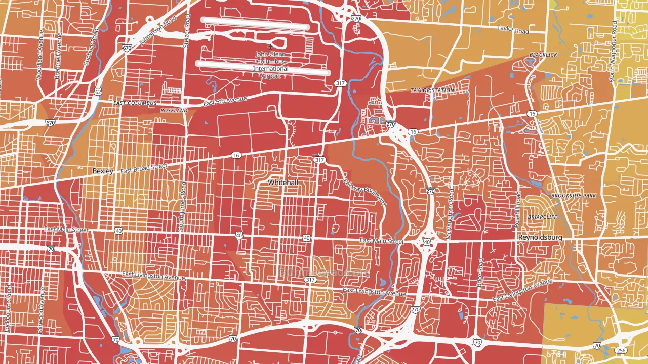43213, OH Map of Vehicle Theft Rates