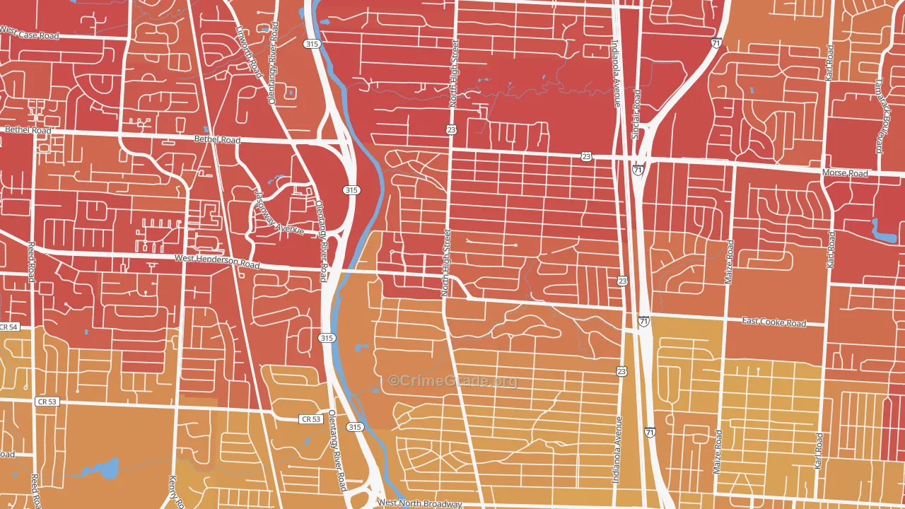 43214, OH Map of Vehicle Theft Rates
