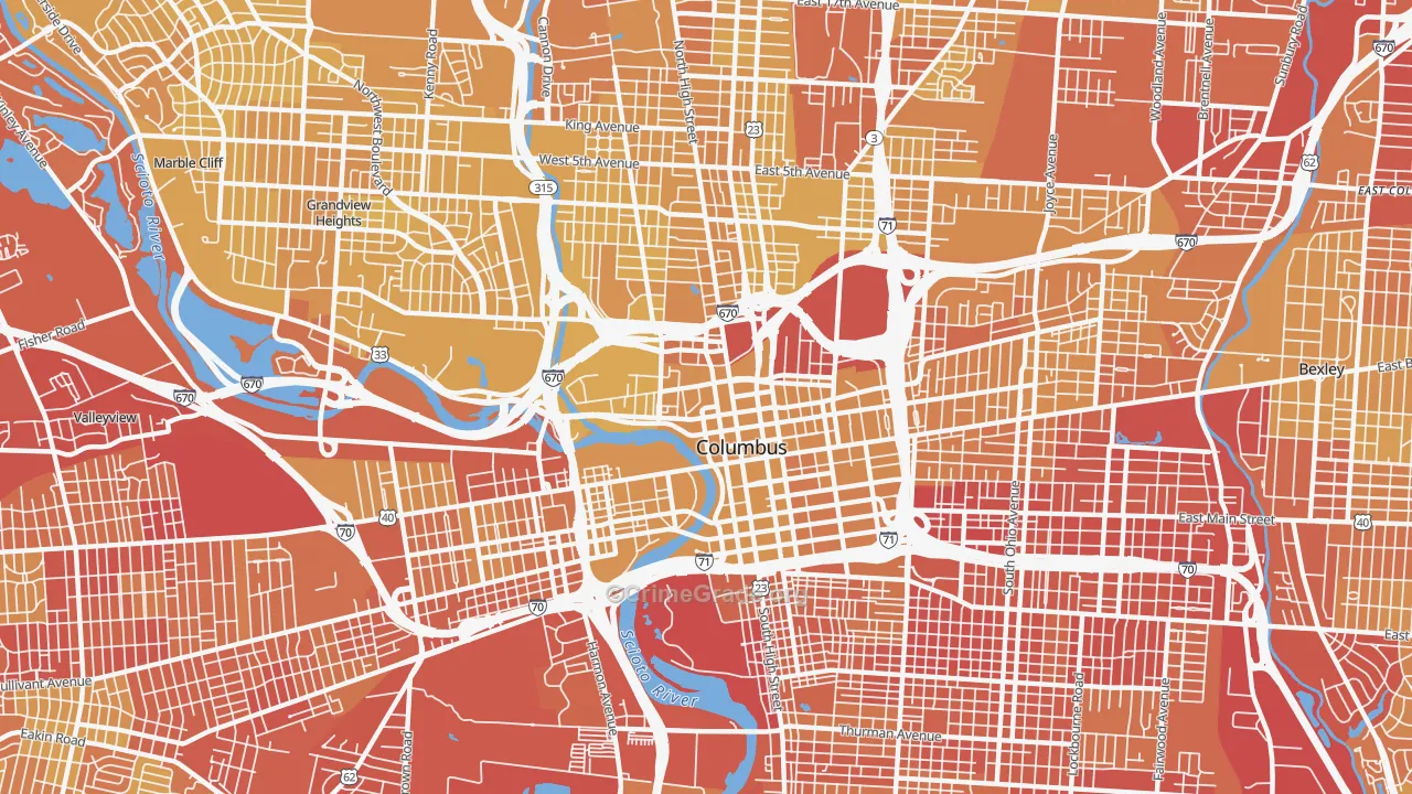 43215, OH Map of Vehicle Theft Rates