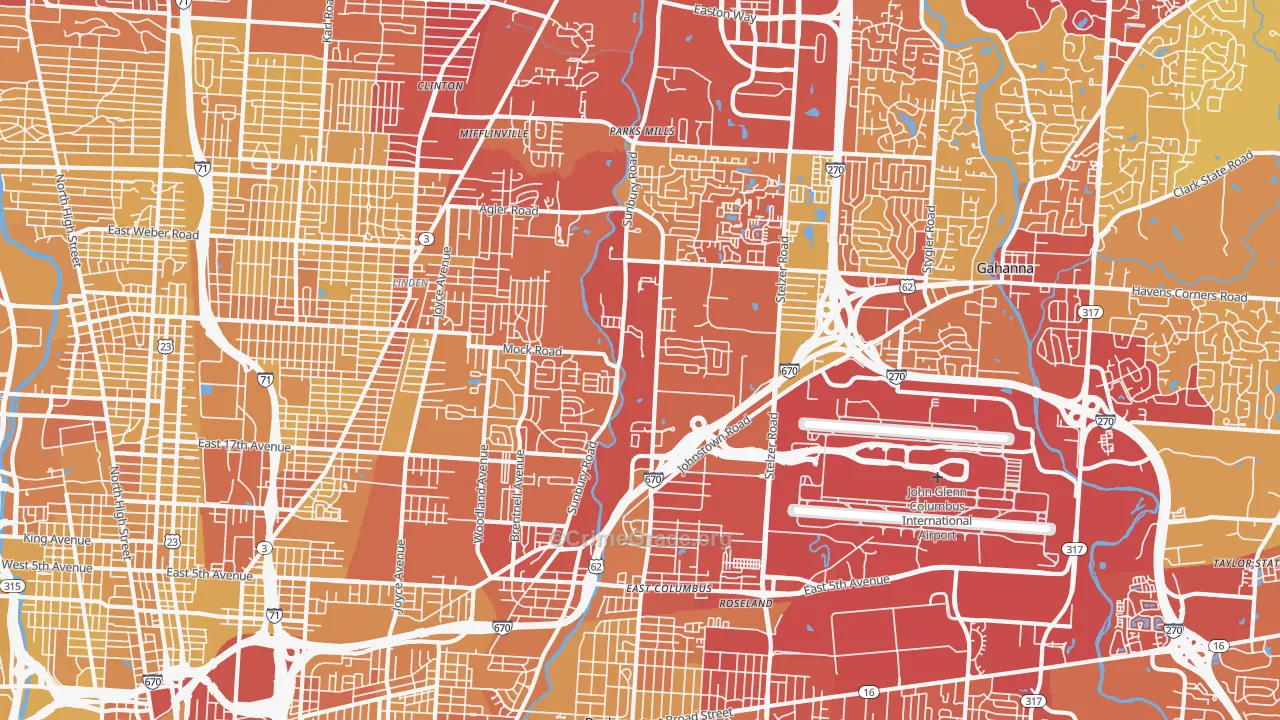 43219, OH Map of Vehicle Theft Rates