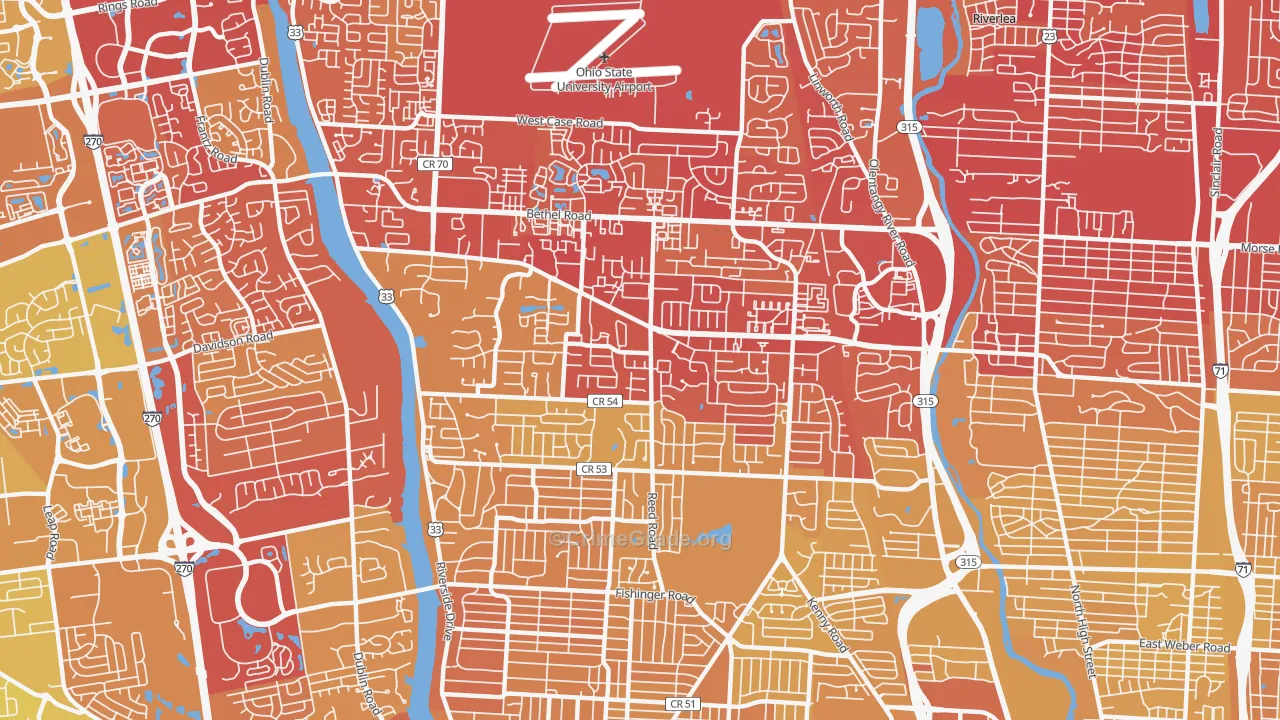 43220, OH Map of Vehicle Theft Rates