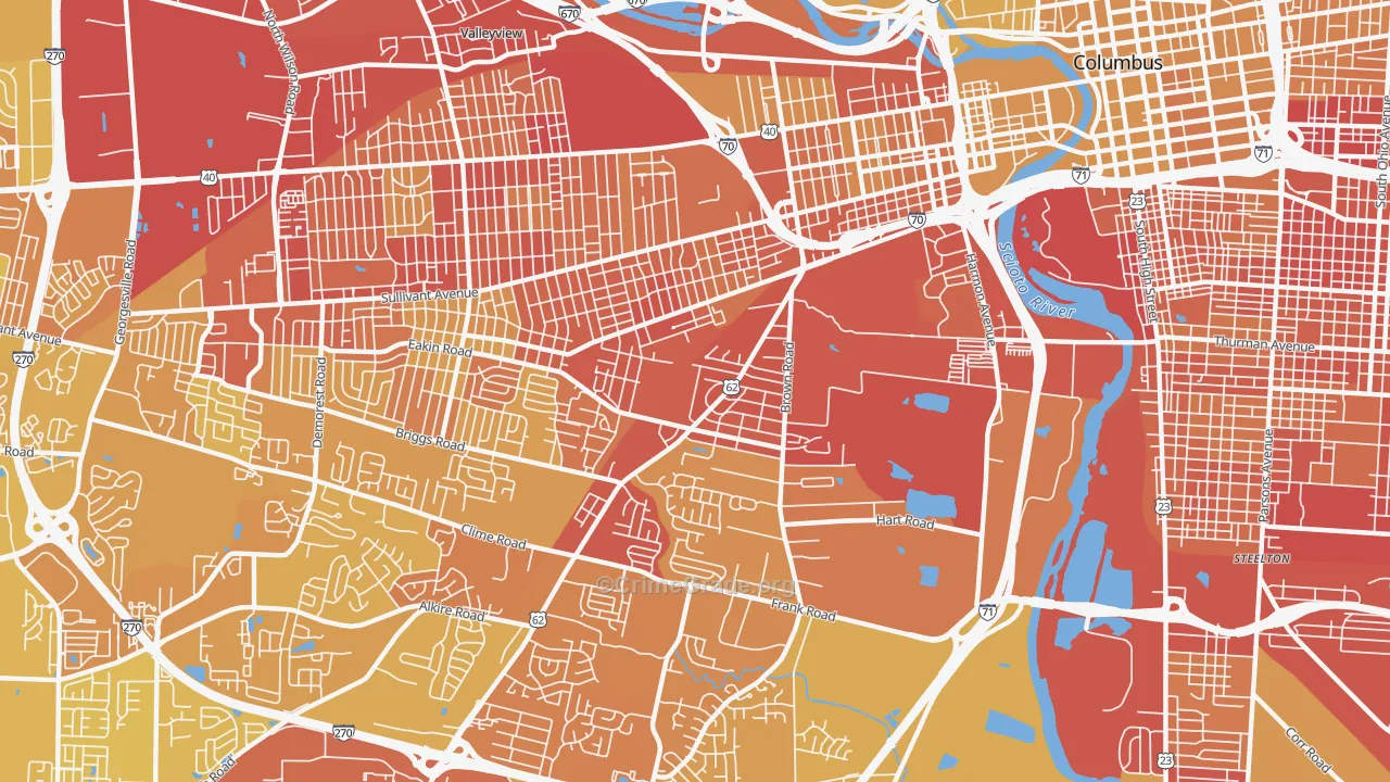 43223, OH Map of Vehicle Theft Rates